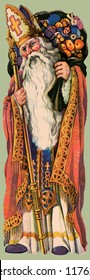 Saint Nicholas in his guise as the patron Saint of Christmas