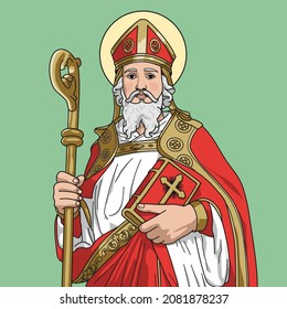 Saint Nicholas of Mira or Bari Colored Vector Illustration