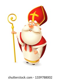 Saint Nicholas Nicolaus or Sinterklaas - happy cute isolated on white background