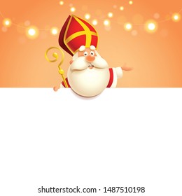 Saint Nicholas on board - happy cute character - poster template