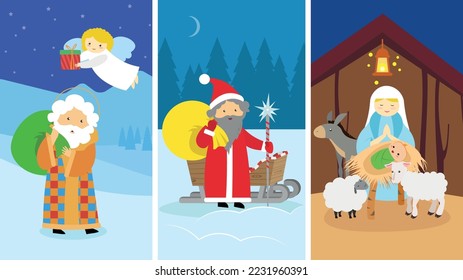 saint nicholas, santa and virgin mary