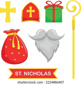 Saint Nicholas set, vector illustration.