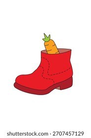 São Nicolau, Sinterklaas, bota com uma cenoura dentro. Simples ícone delineado da cultura holandesa. Ilustração do vetor de estoque