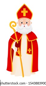 Saint Nicholas or Sinterklaas cartoon winter character isolated on white