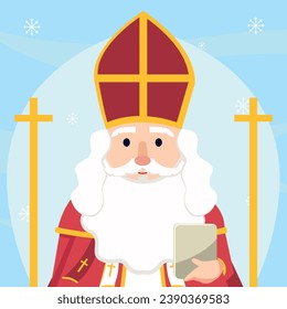 Saint Nicholas or Sinterklaas cartoon winter character