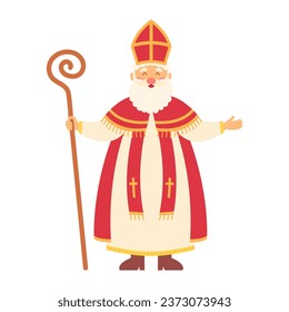 San Nicolás o Sinterklaas. 6 de diciembre. Feliz Día de San Nicolás. Ilustración vectorial.