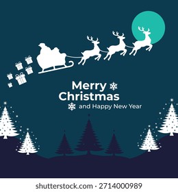 Frohe Weihnachten Grußkarte blauer Himmel Hintergrund.