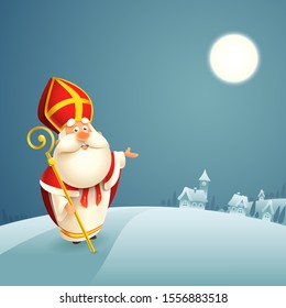 St. Nikolaus Thema - Winternachtslandschaft