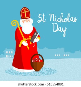 Saint Nicholas, vector greeting card