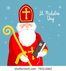 Saint Nicholas, vector greeting card