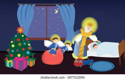 Saint Nicolas Day, holiday greeting card