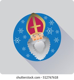 Saint Nicolas. Icon.  Flat design. Vector image of a flat icon.