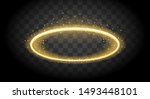 Saint nimbus circle. Heavenly halo, round angel glow, light angels aureole, holy religion peace ring vector icon