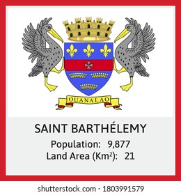 Saint Barthélemy (North America) National Flag in Vector with some detail about Population Count And Land Area