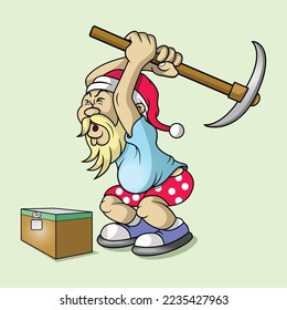 a saint is opening a locked gift box using an axe