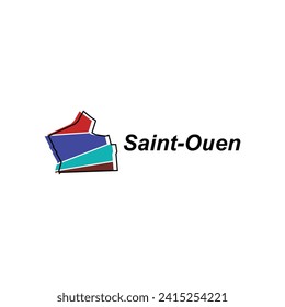 Mapa de la ciudad de Saint Ouen. mapa vectorial de Francia Diseño colorido del país, plantilla de diseño de ilustración sobre fondo blanco