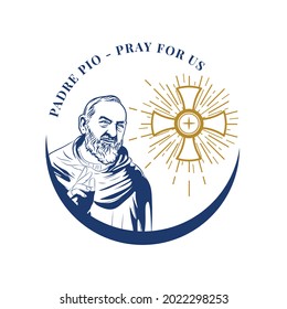 Saint Padre Pio vector Saint Pio of Pietrelcina logo Pio illustration