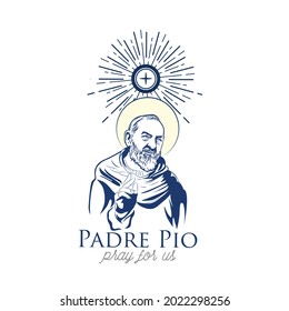 Saint Padre Pio vector Saint Pio of Pietrelcina logo Pio illustration