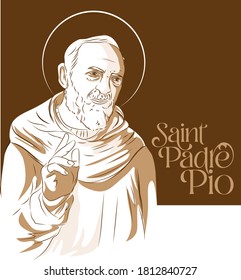 Saint Padre Pio vector sketch illustration