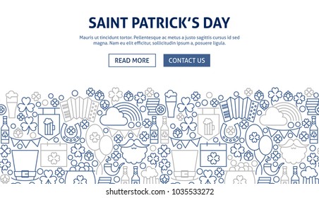 Saint Patrick Banner Design. Vector Illustration of Line Web Concept.