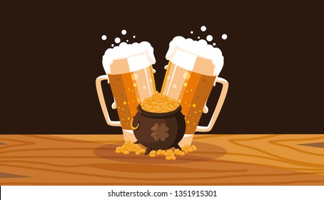 saint patrick beers jars with cauldron