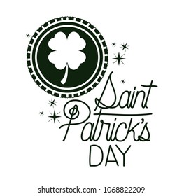 saint patrick card with clover coin