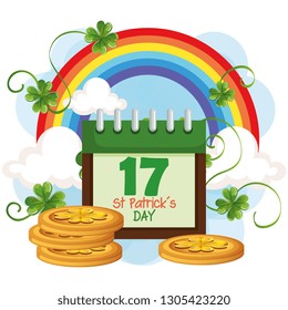 saint patrick card with rainbow