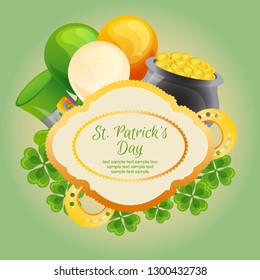 saint patrick card with shamrock coin