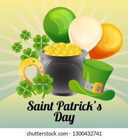 saint patrick card theme with coin shamrock