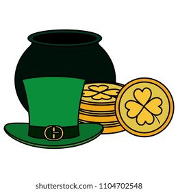 saint patrick cauldron with hat irish elf