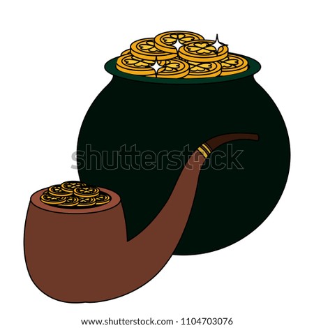 saint patrick cauldron with pipe wooden