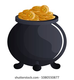 saint patrick cauldron with treasure coins