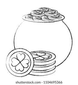 saint patrick cauldron with treasure coins