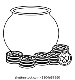 saint patrick cauldron with treasure coins