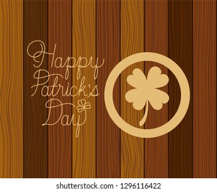 saint patrick clover with hand made font wooden background
