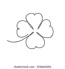 Saint patrick clover leaf, Continuous line art vector illustration