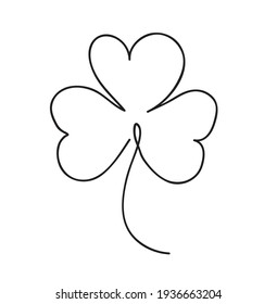 Saint patrick clover leaf, Continuous line art vector illustration