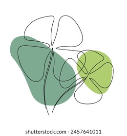 Saint patrick clover leaf. continuous line drawing element  for decorative element. Vector illustration of plant form in trendy outline style.