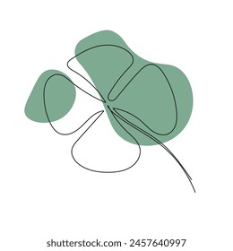 Saint patrick clover leaf pastel color. continuous line drawing element  for decorative element. Vector illustration of plant form in trendy outline style.