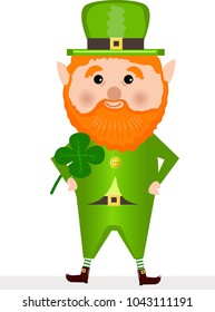 Saint Patrick and clover on white background
