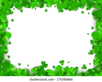 Saint Patrick Day Abstract Green Clover Frame With Copyspace
