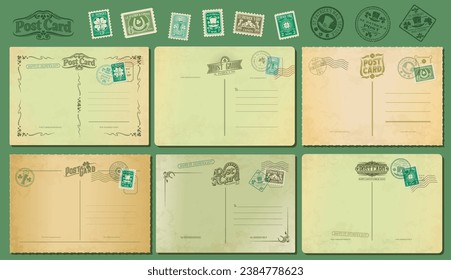 Postage stamps for postcard Royalty Free Vector Image