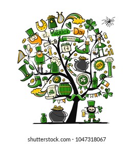 Saint Patrick Day, art tree. Sketch for your design
