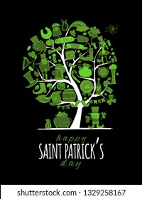 Saint Patrick Day, art tree. Invitation banner for your design