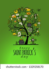 Saint Patrick Day, art tree. Invitation banner for your design
