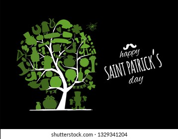 Saint Patrick Day, art tree. Invitation banner for your design