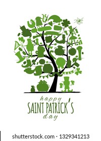 Saint Patrick Day, art tree. Invitation banner for your design