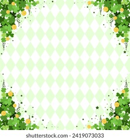 saint patrick day background with clover and coins decoration. vector illustration