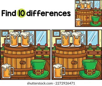 Saint Patrick day Beer Barrel Find The Differences