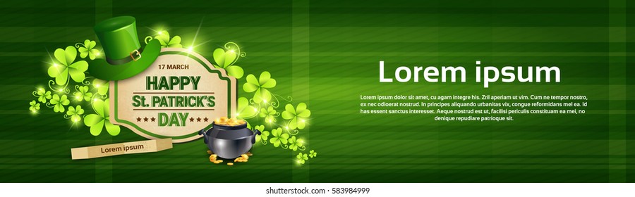Saint Patrick Day Beer Festival Banner Greeting Card Flat Vector Illustration